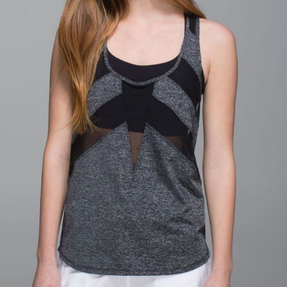 Lululemon If You’re Lucky Tank, Size 2, EUC, Heathered Black/Black